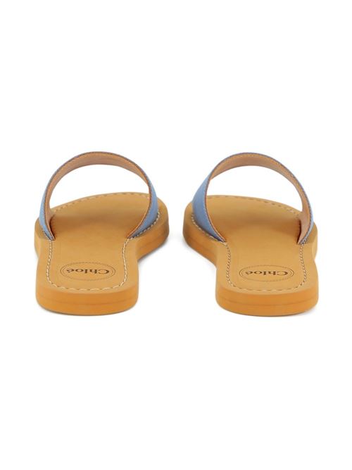 Ciabatte bambina Chloé Woody blu con fascia logo Chloe' Kids | C20881821
